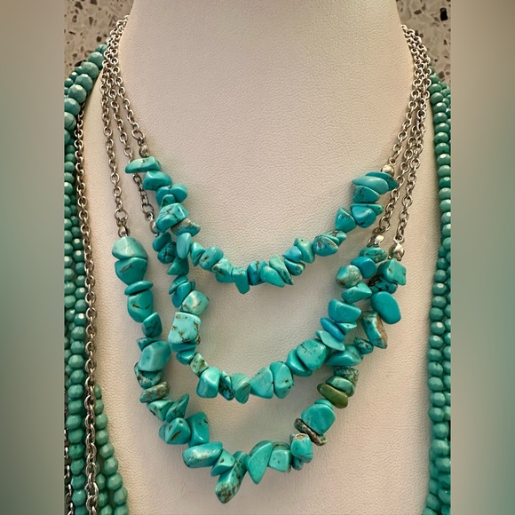 Turquoise color jewelry set (3pc) - Picture 3 of 7